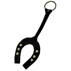 VIVAFELICIA - LLavero Cuero Herradura Rengo Negro