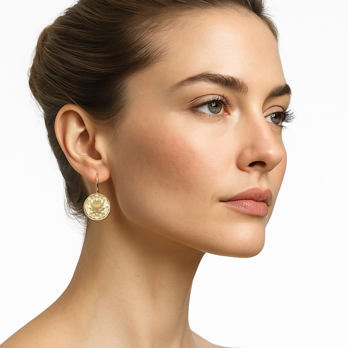 BLOOM CRYSTAL - Pendientes Bella Oro con Cristales Dorados 13 mm