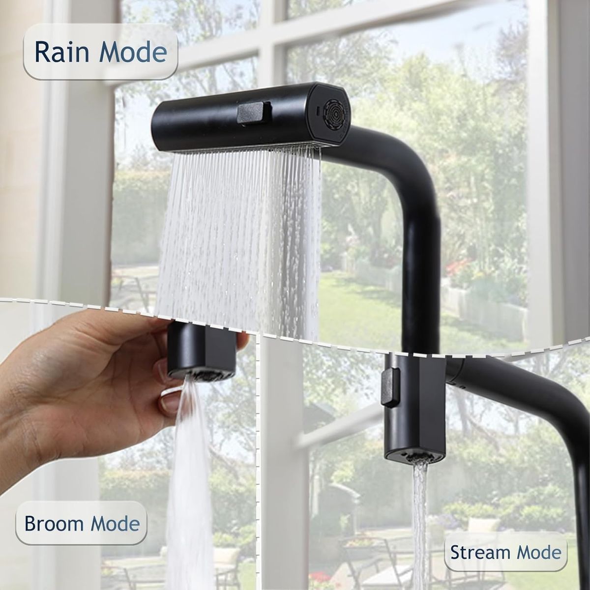 MOVI - Grifo Monomando para Cocina con Ducha Extraíble Pull-Out