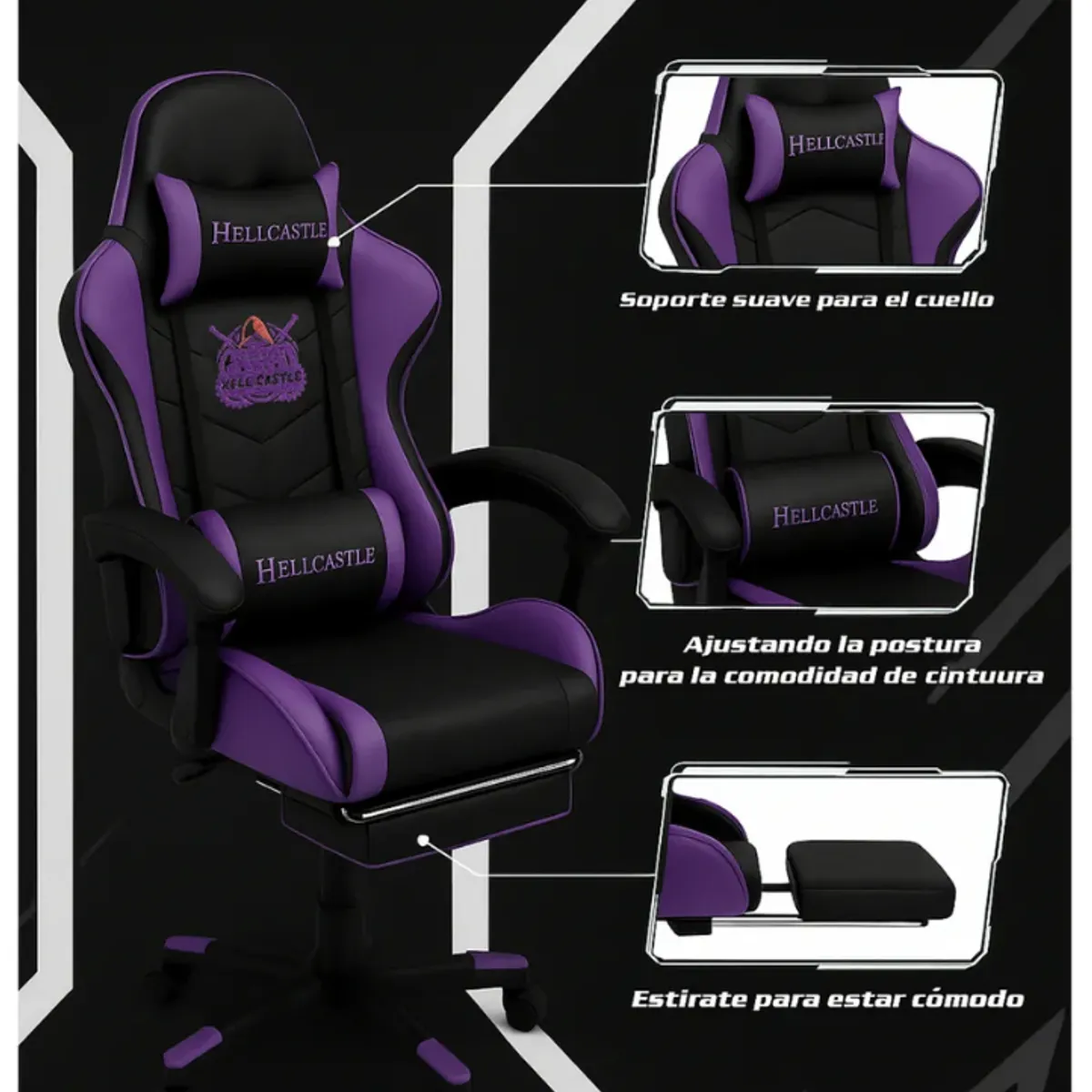 HELL CASTLE - Silla Gamer Hell Castle Reclinable  Lumbar Homer