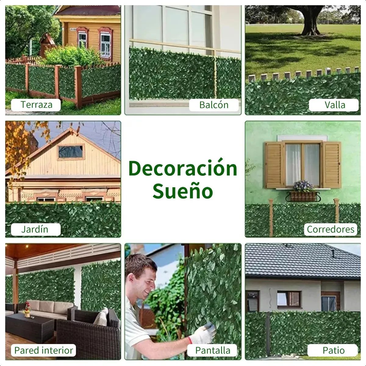 GENERICO - Enredaderas Malla De Hojas Tupidas Artificiales Decorativas 3M X 1M