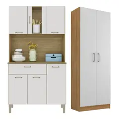 MOVELARIA - Combo Cocina Kyra 6 Puertas + Alacena Multiuso Off White K0620