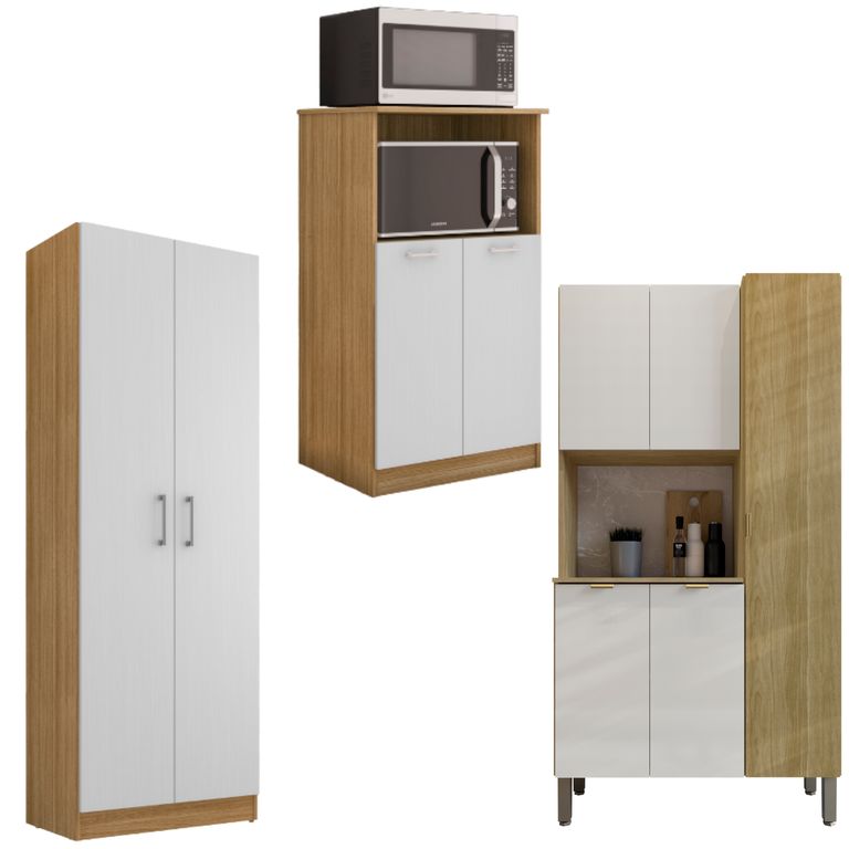 Combo Mueble para Microondas Orion, Mueble de Cocina Melissa y Alacena K020520