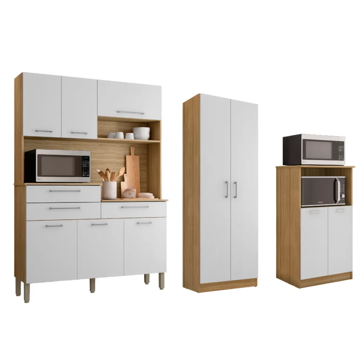 MOVELARIA - Combo Mueble para Microondas Orion, Kit 8 Puertas Kit Orion y Alacena K020820