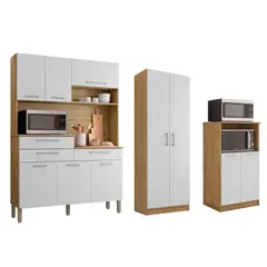 MOVELARIA - Combo Mueble para Microondas Orion, Kit 8 Puertas Kit Orion y Alacena K020820