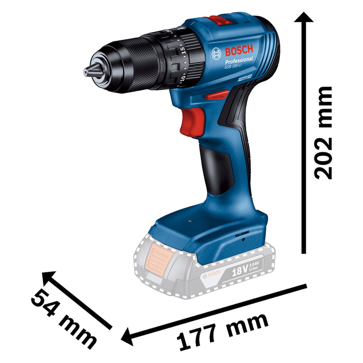Taladro Percutor Inalám 12 Gsb 185-li 18v Sin Bat, marca BOSCH - Foto 2