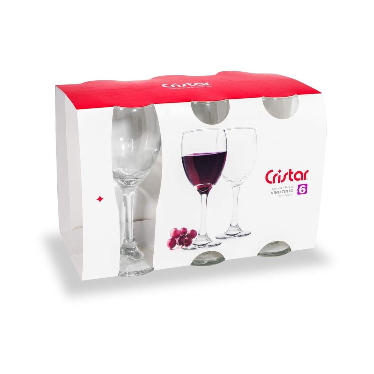 CRISTAR - Set De 6 Copas Vino Tinto Versalles 300Cc
