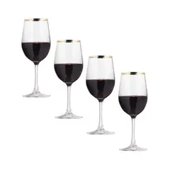 ALLEGRA - Set 4 Copas Vino 320cc Borde Dorado