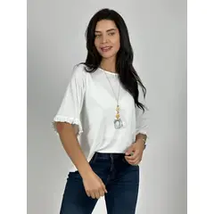 ENIGMATICA BOUTIQUE - Blusa Viscosa Mangas Farolaos con Collar
