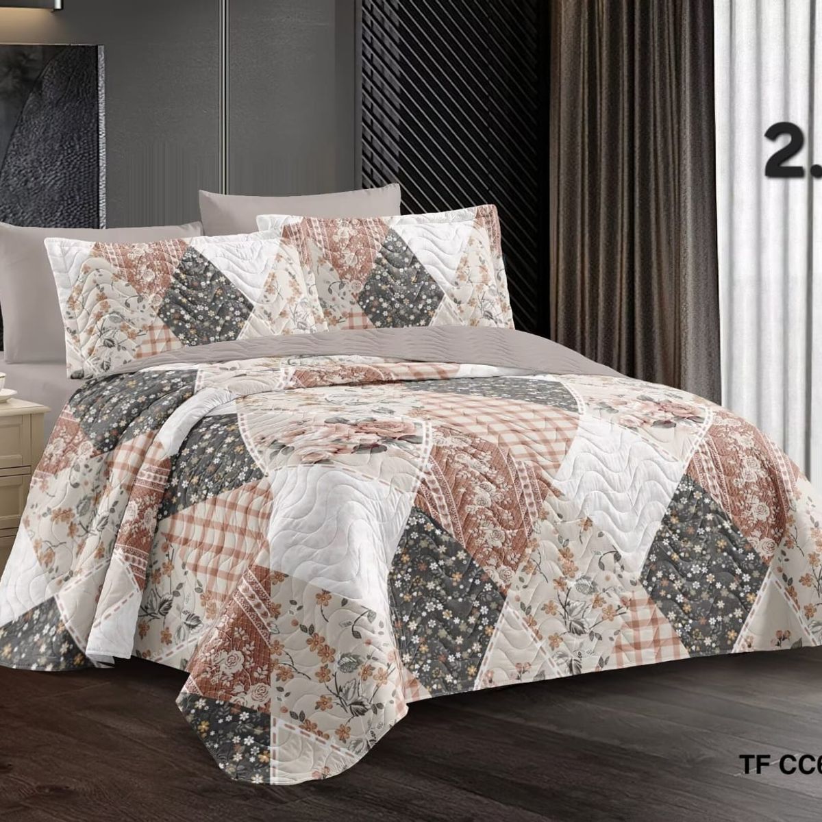 GENERICO - Cobertor Quilt de Verano 2 plazas Diseño Floreado