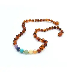 GENERICO - Collar Certficado de Ámbar Báltico con 7 chakras para Bebés y Niños