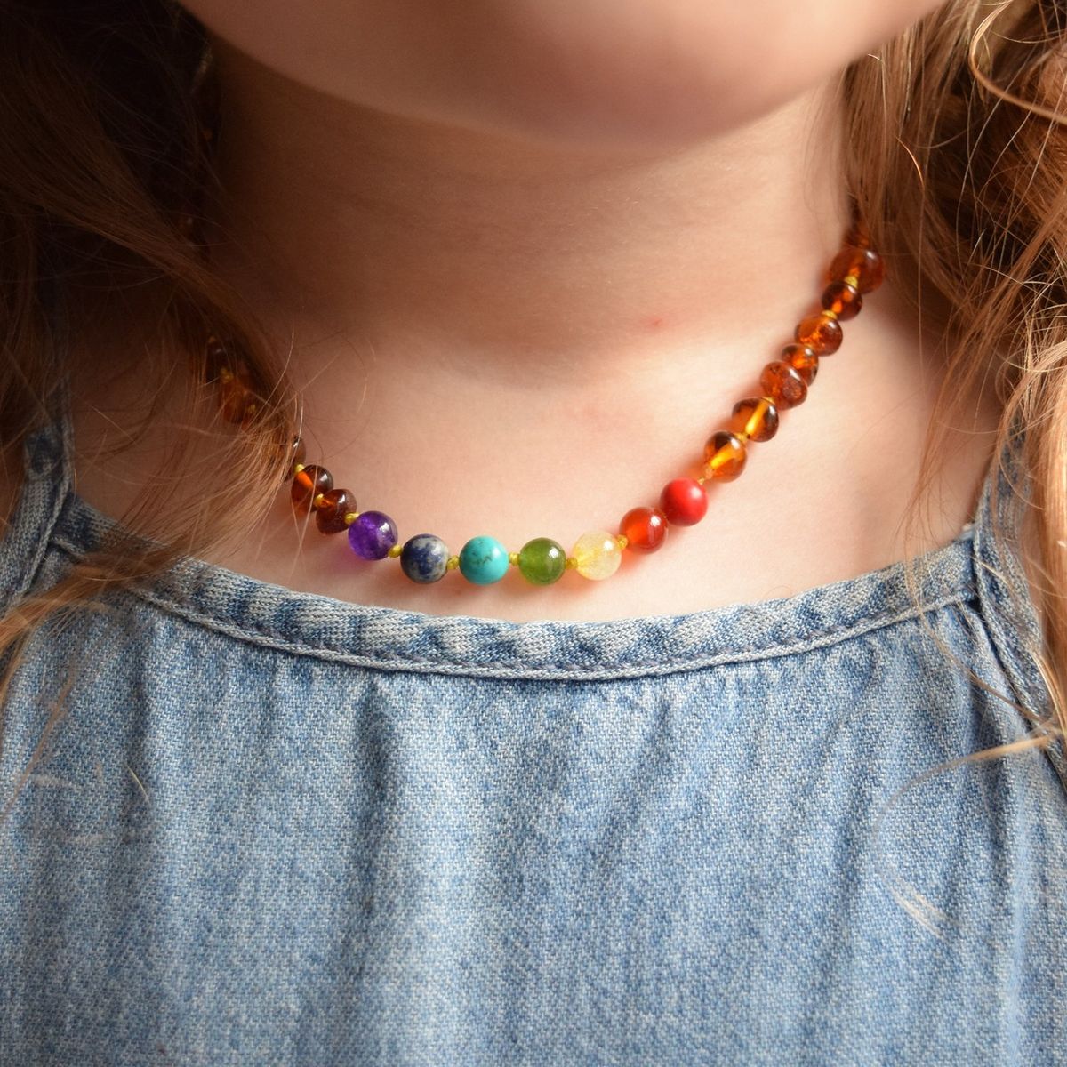 GENERICO - Collar Certficado de Ámbar Báltico con 7 chakras para Bebés y Niños