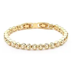 BLOOM CRYSTAL - Pulsera Tenis Golden Shadow Cristales Swarovski bañados en oro