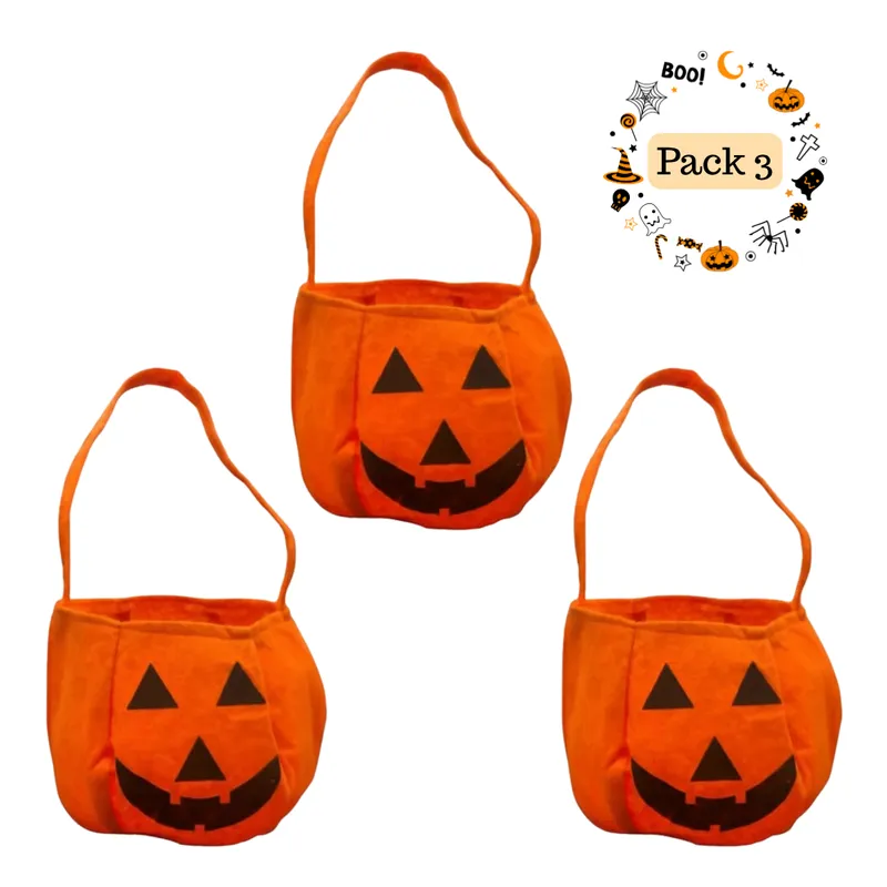EKOL TACTICA MILITAR - Pack 3 Bolsa Cordón De Tela Calabaza Halloween 2025