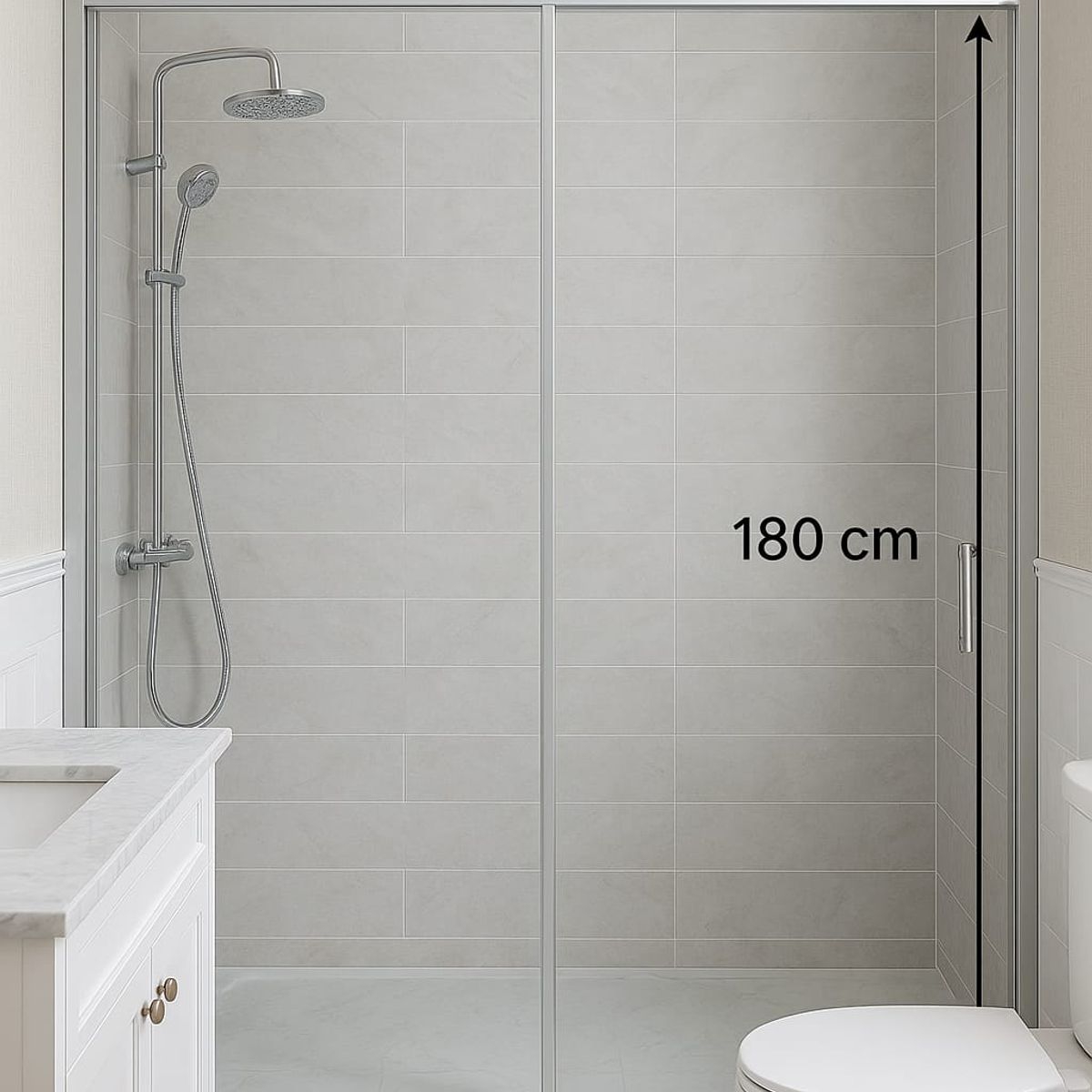 GENERICO - Mampara Ducha Vidrio Templado 120-140cm X 180cm Plateada