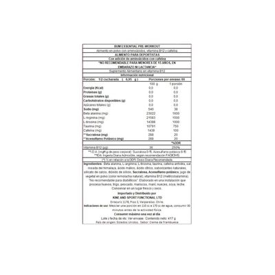 Imagen 2 del producto PRE ENTRENO CBUM ESSENTIAL 30 SV 411GR RASPBERRY CREAMTHICKLE- RAW