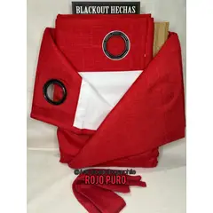 GENERICO - Cortinas Blackout Color Rojo Puro Con engomado Color Blanco