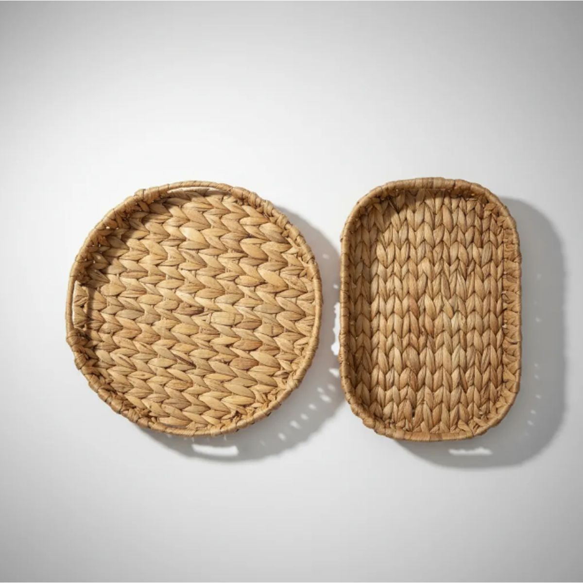 GENERICO - Set 2 Bandejas Yute Parakas Desayuno Redonda+rectangular Yute Natural Casa Cuore