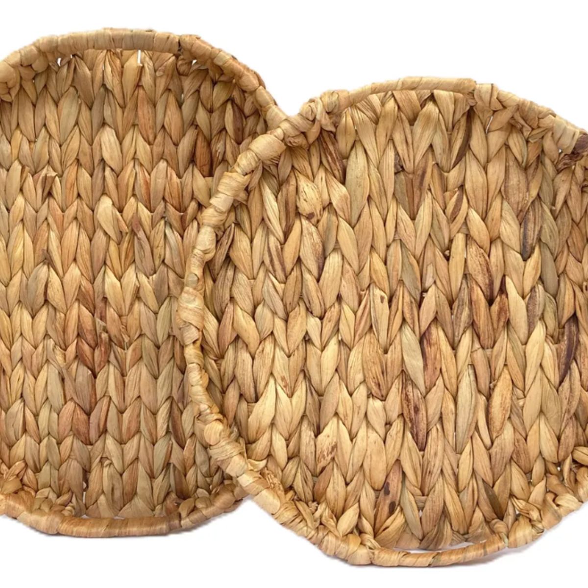 GENERICO - Set 2 Bandejas Yute Parakas Desayuno Redonda+rectangular Yute Natural Casa Cuore