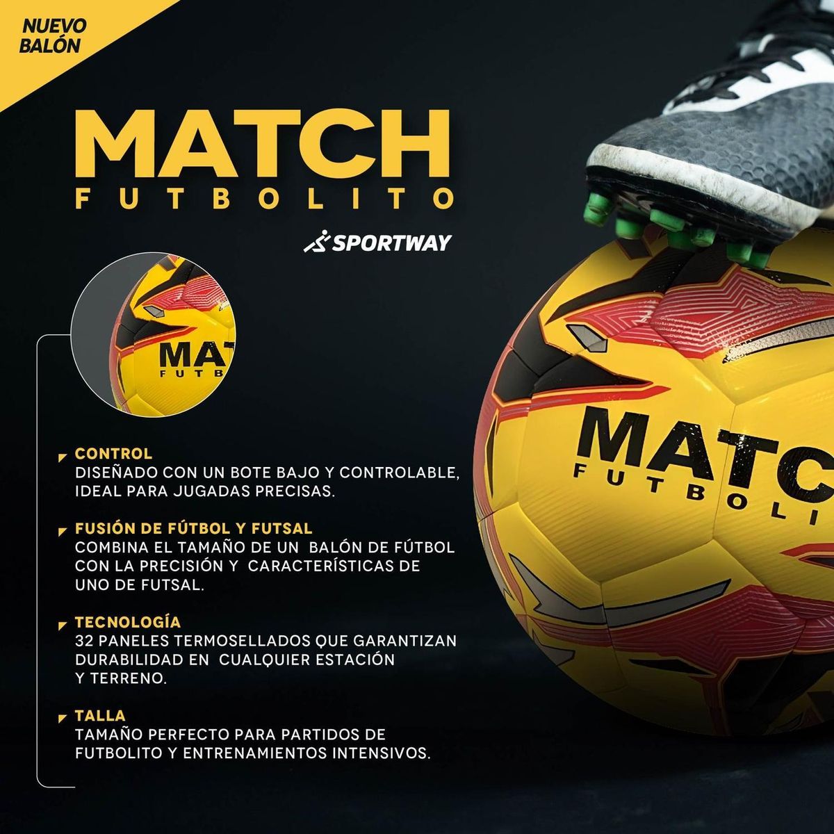 BARLOSPORT - Balón Futbolito Match Bote Medio T5