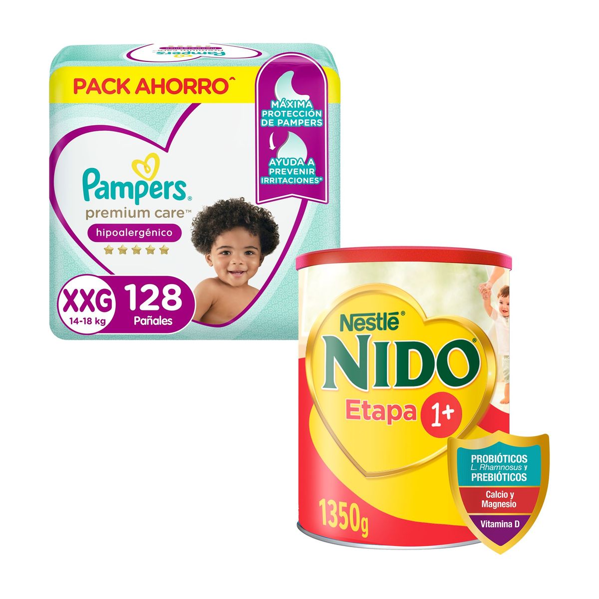 NIDO - Pack Ahorro Nido etapa 1 tarro + Pañal Pampers Premium Care XXG 128