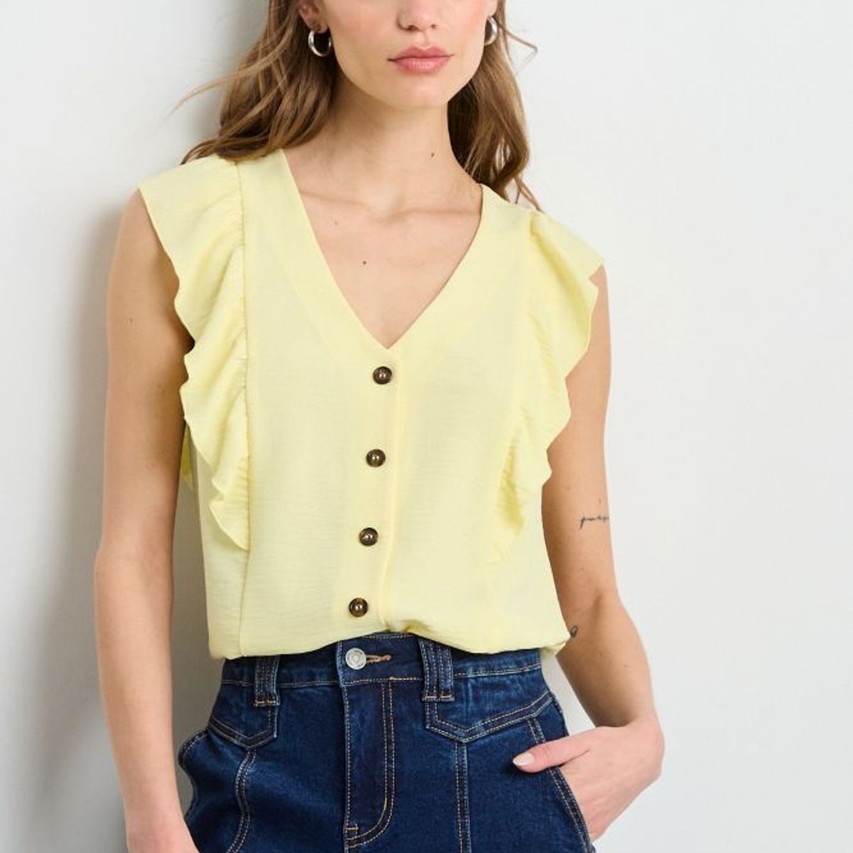 IO - Blusa Lisa Mujer Amarillo Io