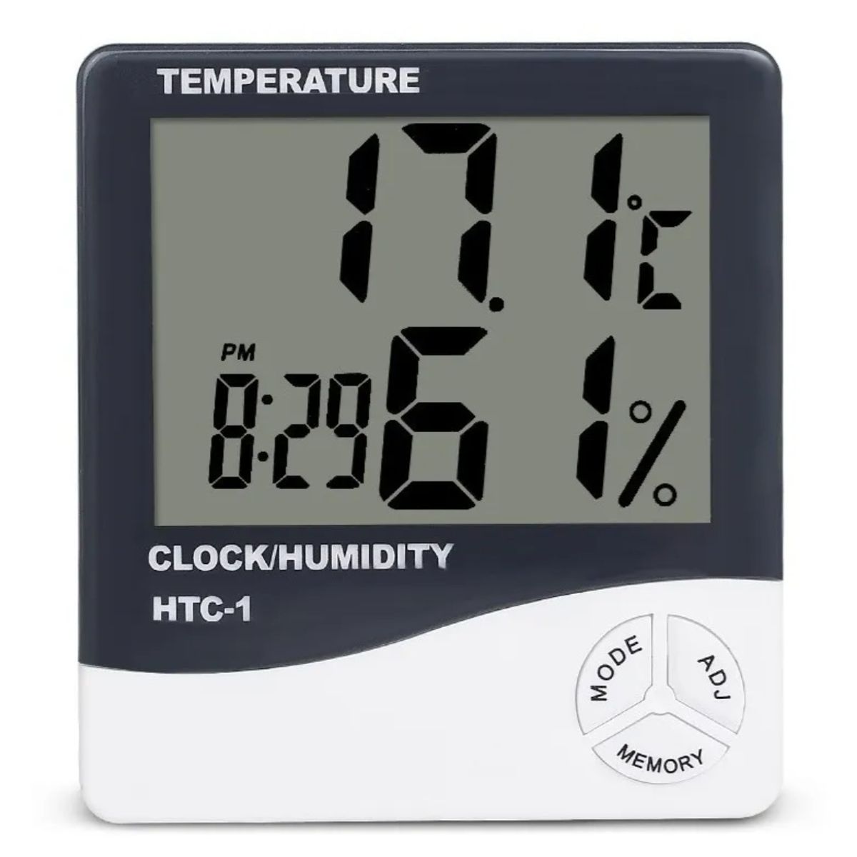 GENERICO - Termómetro Higrómetro Ambiental Reloj Alarma HTC-1