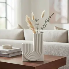 GENERICO - Florero Decorativo Anna Jarrón Cerámica Blanco Nórdico Casa Cuore