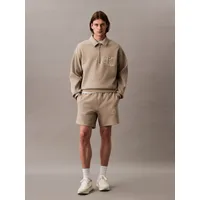 Short de Punto de Canalé con Monograma Bordado Beige