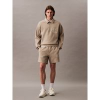 Short de Punto de Canalé con Monograma Bordado Beige