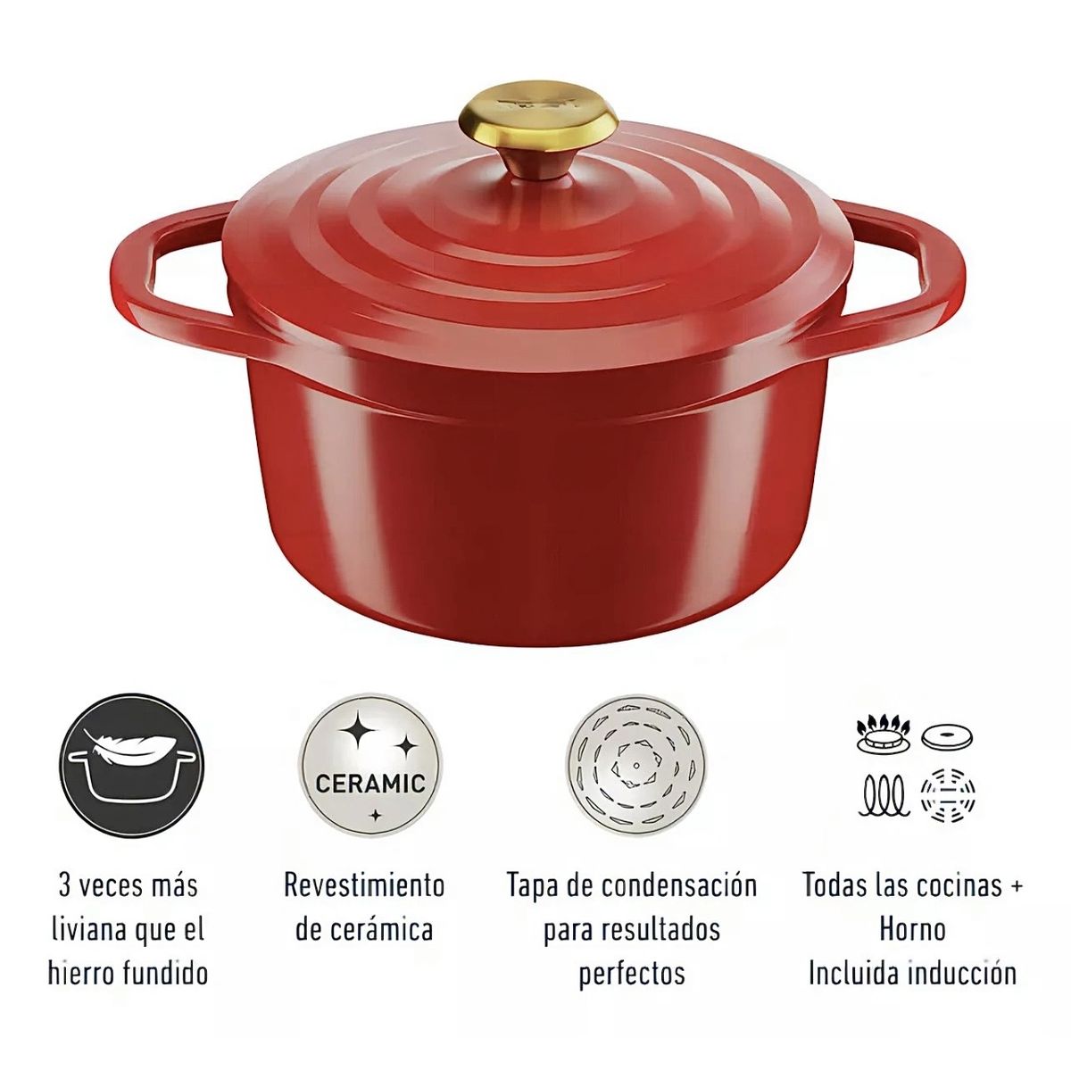 TEFAL - Olla Cocotte Air 20 cm Tefal Color Rojo Marca Francesa