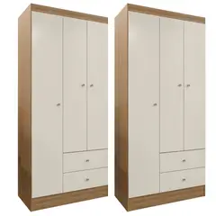 MOVELARIA - Combo 2 Closet Versa 3 Puertas Off White K32X2