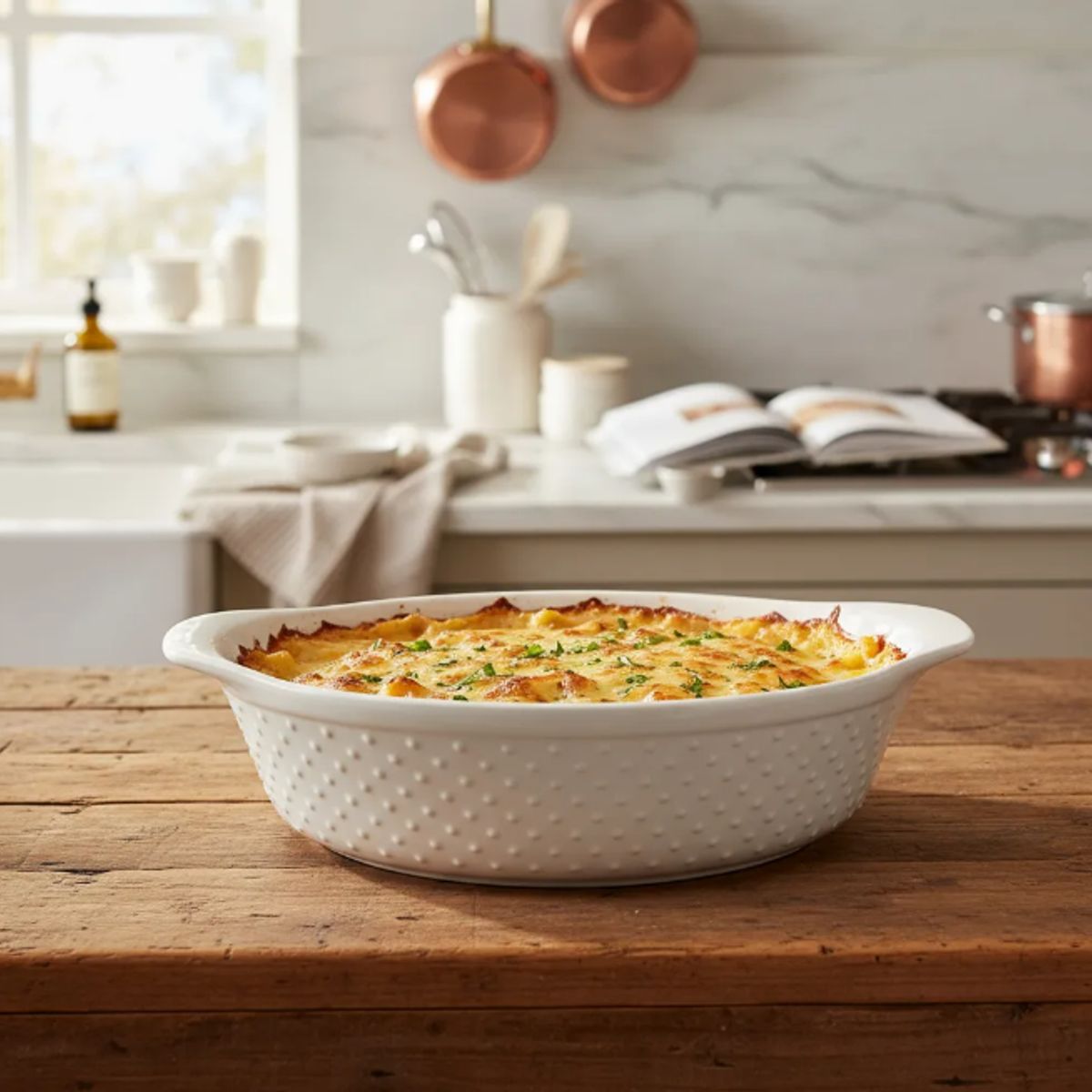 GENERICO - Fuente Celsius Budinera De Cerámica Para Horno Blanca Ovalada Casa Cuore