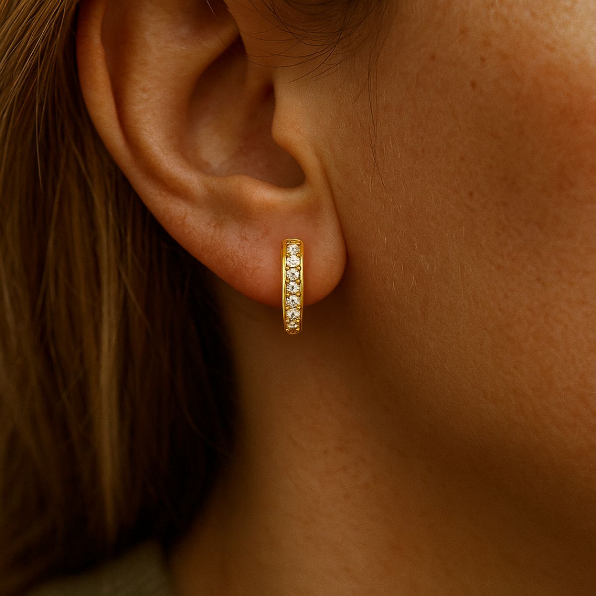 BLOOM CRYSTAL - Aros Essentials 12 mm Oro Hipoalergénico