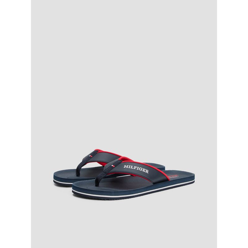 TOMMY HILFIGER - Sandalias Con Tiras Acolchadas E Inscripción Azul Tommy Hilfiger