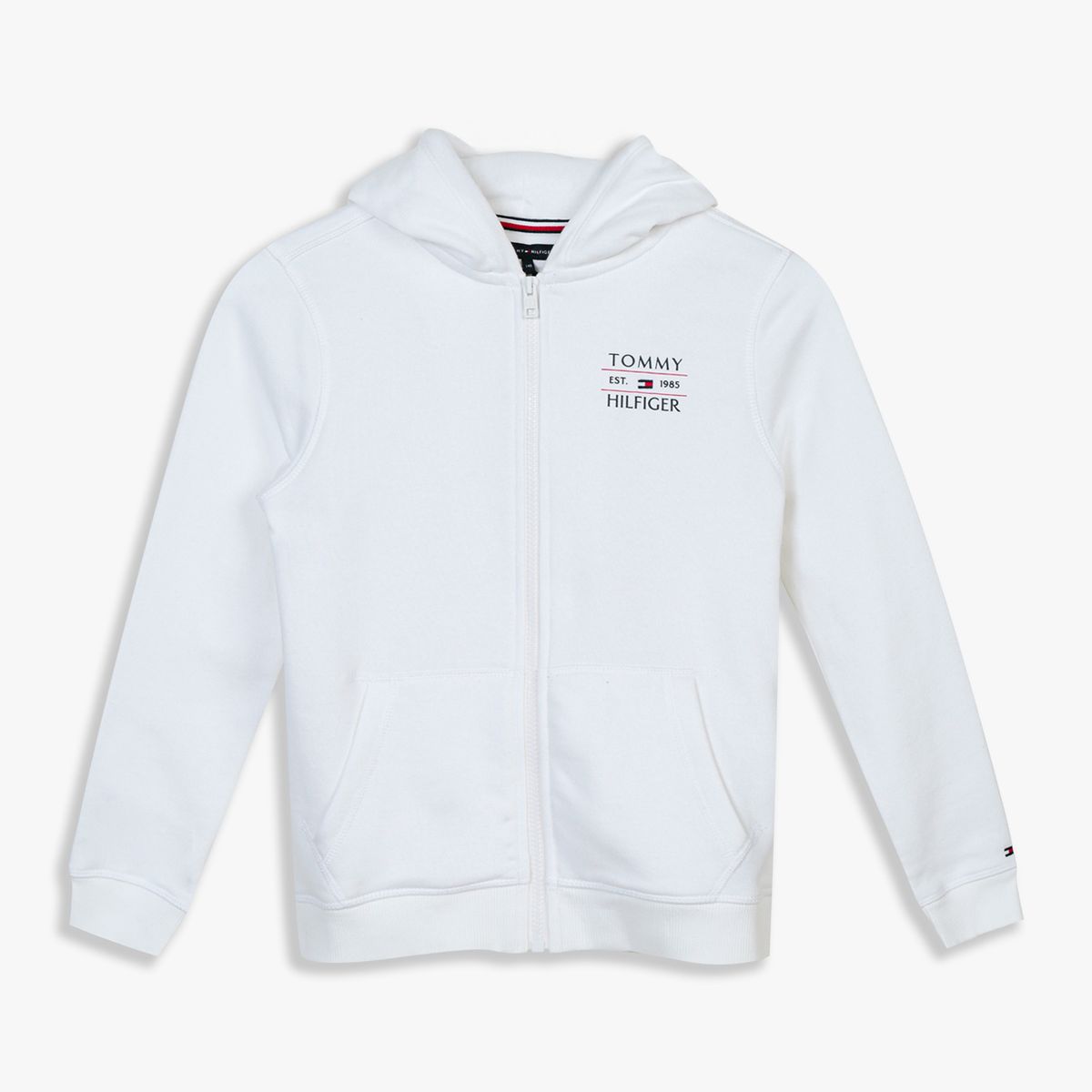 TOMMY HILFIGER - Polerón Con Gorro Y Cremallera Blanco Tommy Hilfiger