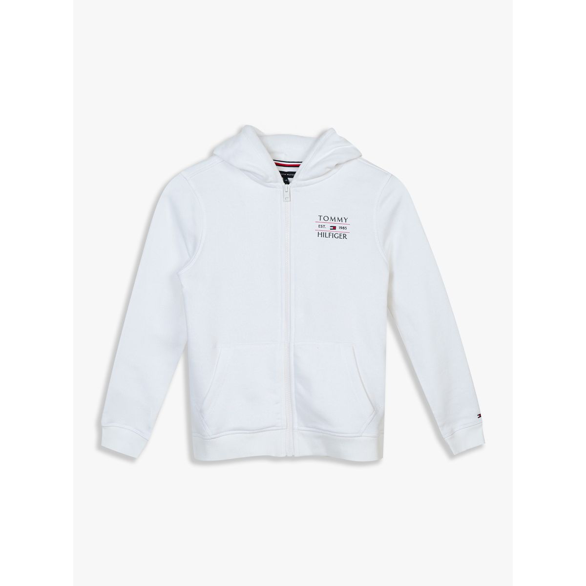 TOMMY HILFIGER - Polerón Con Gorro Y Cremallera Blanco Tommy Hilfiger