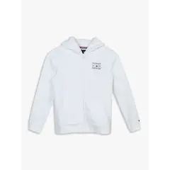 TOMMY HILFIGER - Polerón Con Gorro Y Cremallera Blanco