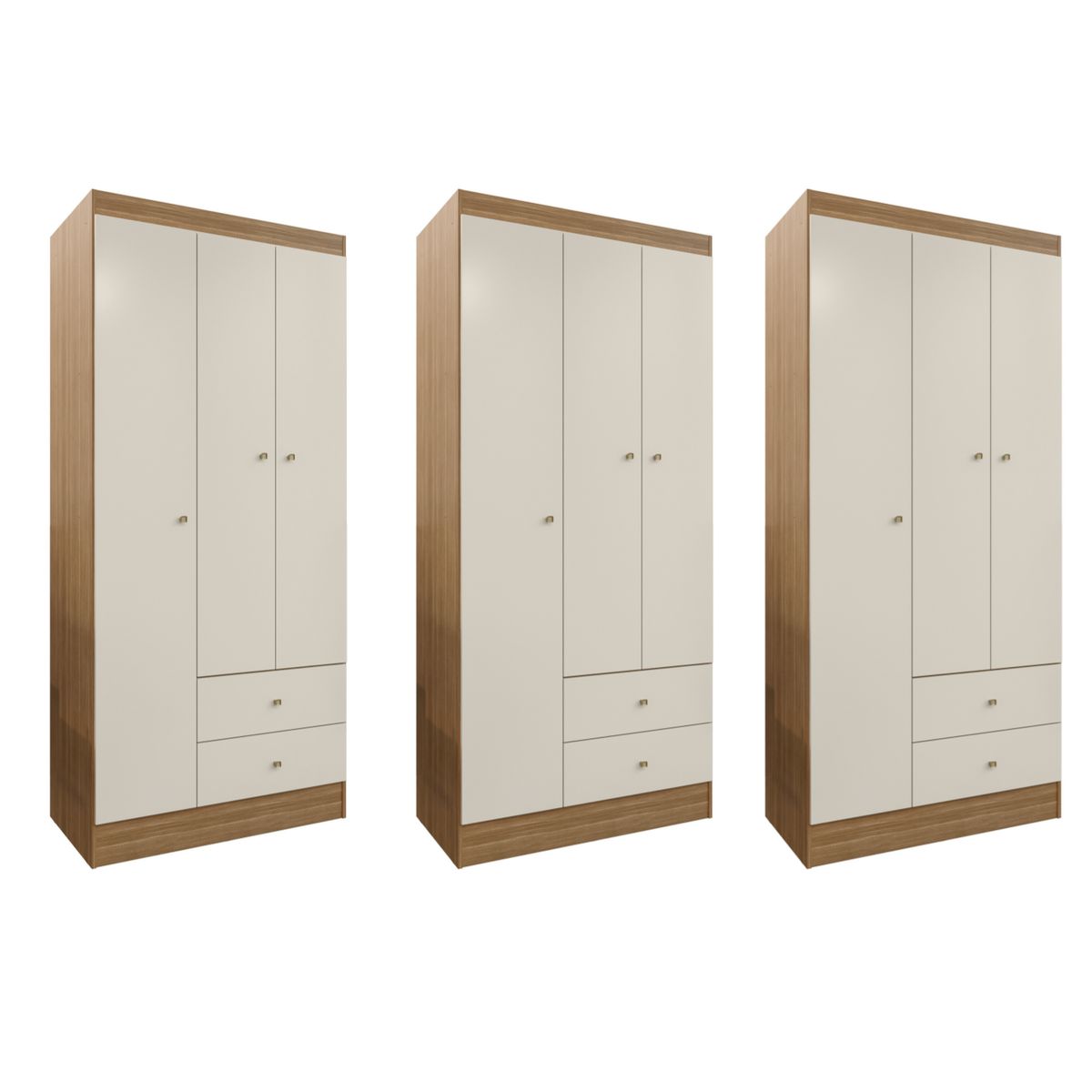 MOVELARIA - Combo 3 Closet Versa 3 Puertas Off White K32X3