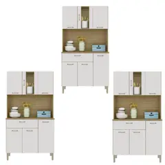 MOVELARIA - Combo 3 cocina Kyra 6 Puertas Off White K06X3