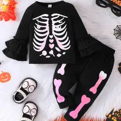 JUMP KIDS - Disfraz Conjunto Halloween Esqueleto Bebe Niña 2 Piezas
