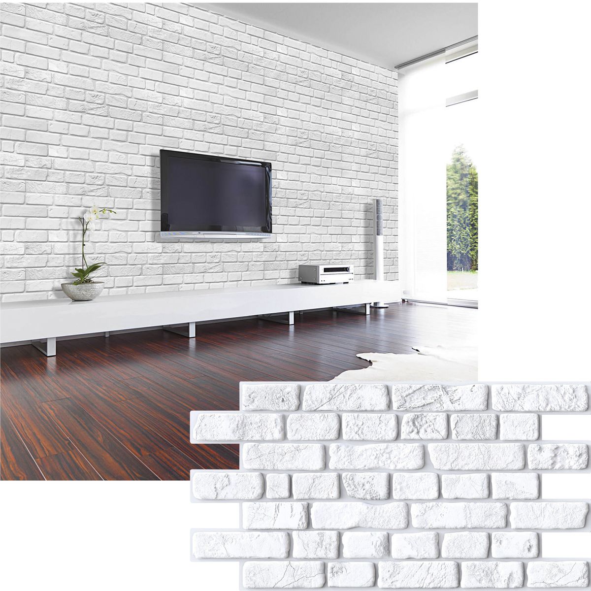 MERCAR RAY - Wall Panel PVC 3D 95.1 cm x 49.5cm Ladrillo Retro 4.1m² (10 Paneles)