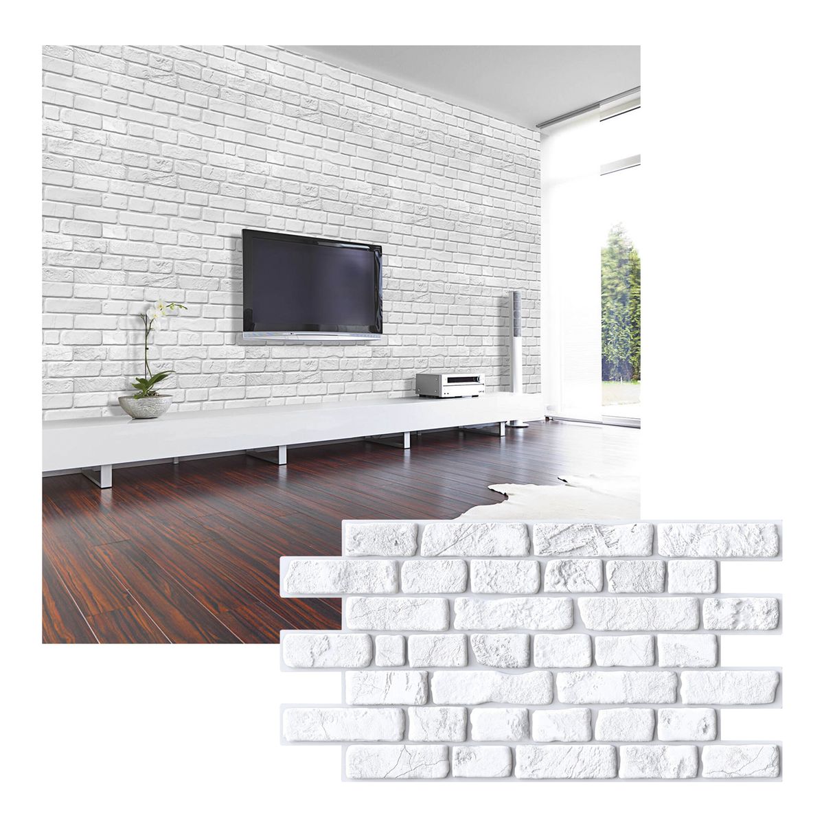 MERCAR RAY - Wall Panel PVC 3D 95.1 cm x 49.5cm Ladrillo Retro 4.1m² (10 Paneles)