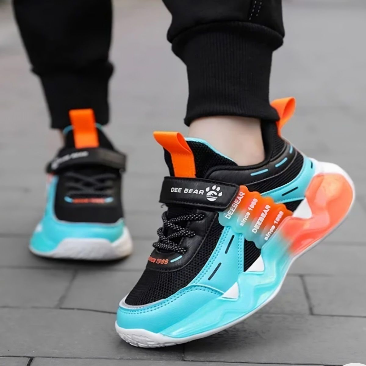 TOPBABY - Zapatillas Urbanas Para Niños Con Cierre de Velcro Verde Negro