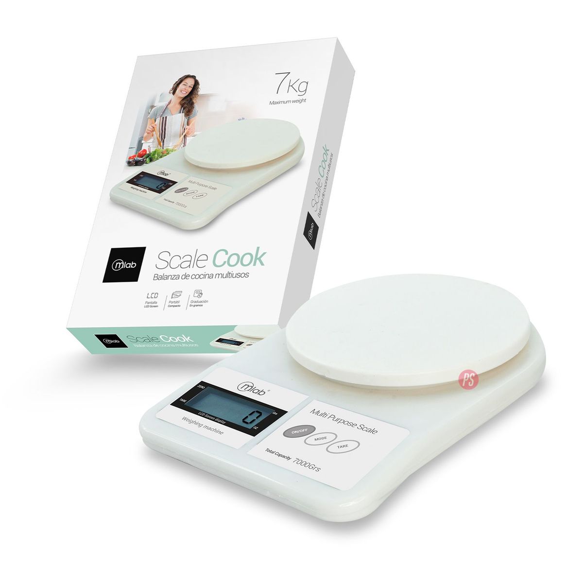 MLAB - Balanza Cocina Digital ScaleCook 7Kg Precisión LCD - PS