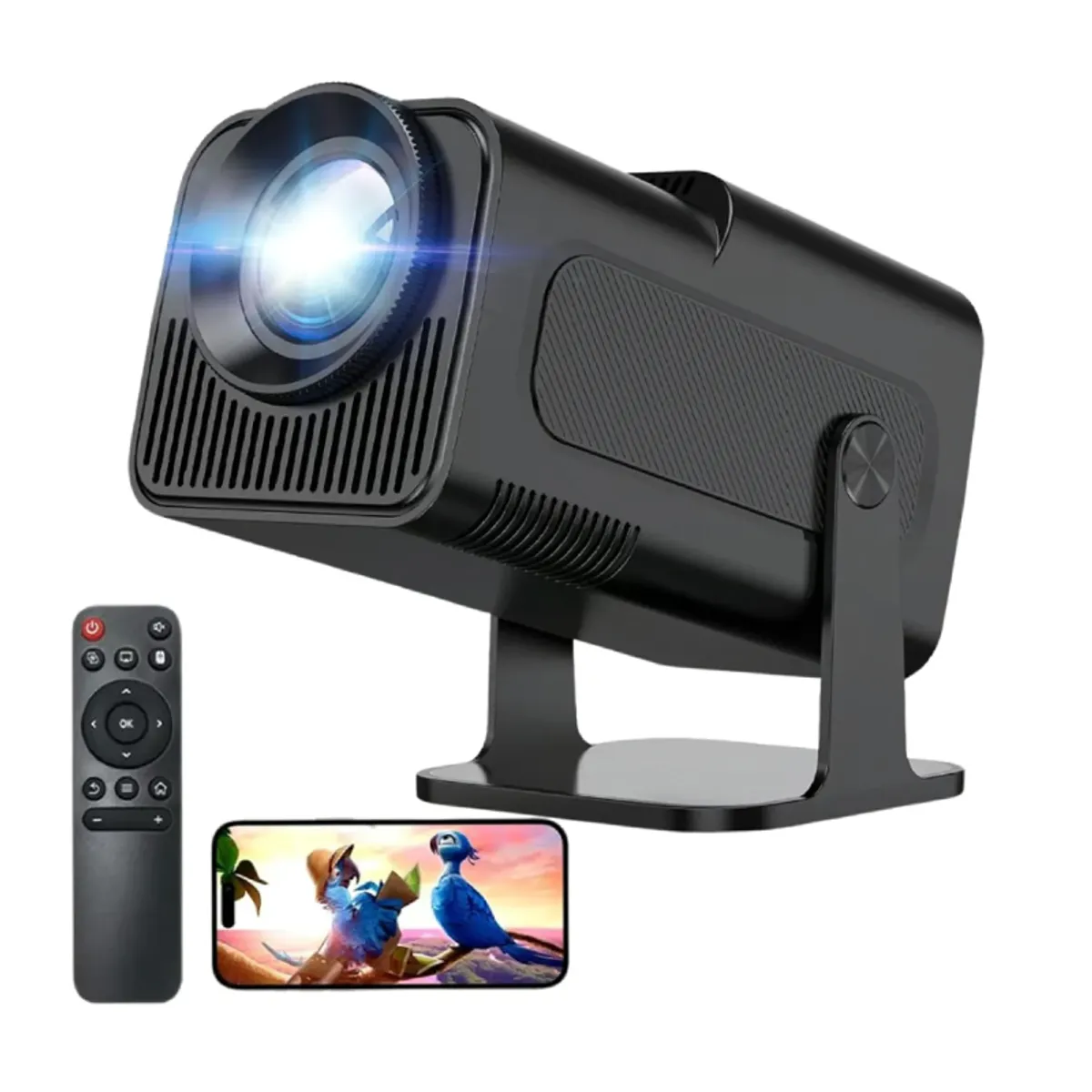 BRO TOUMI - Proyector Portátil Mini Hy320 1080p 4k 10000 Lux Negro
