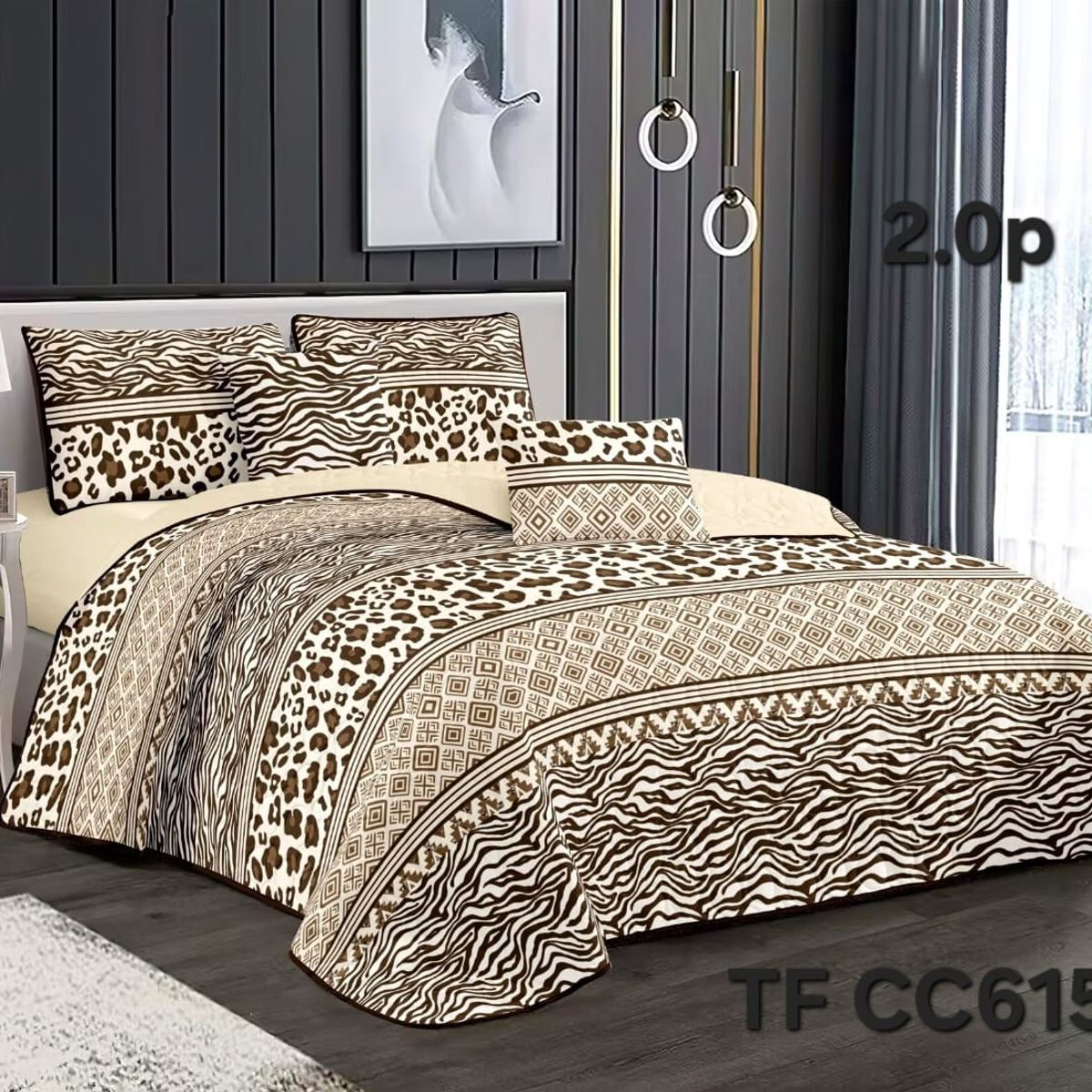 GENERICO - Cobertor Quilt de Verano 2 plazas Diseño Cebra y Leopardo