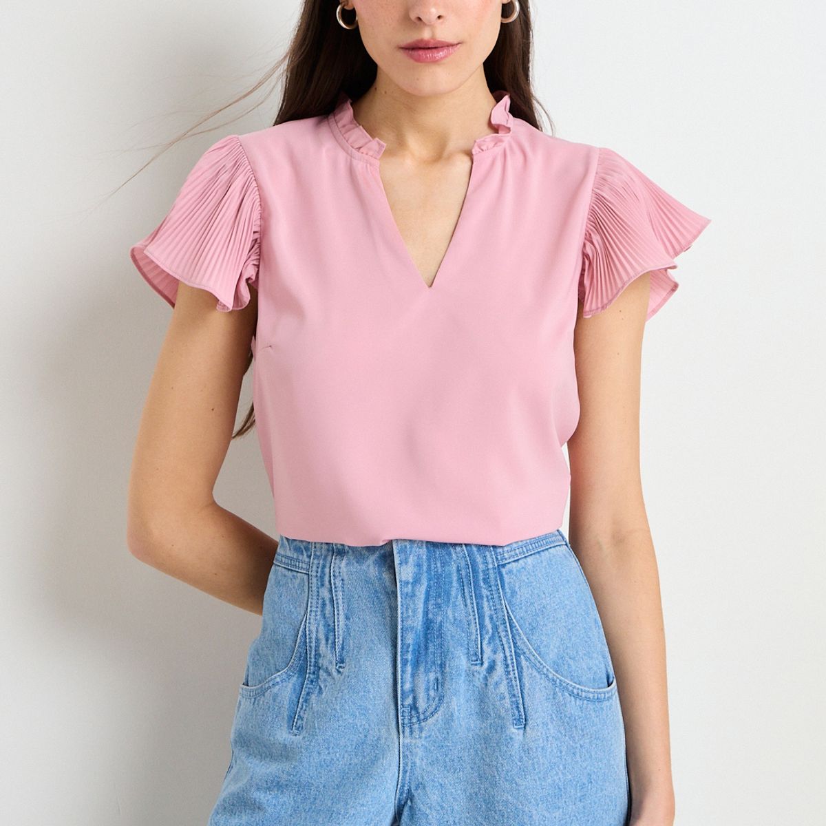 IO - Blusa Manga Corta Rosada Mujer iO