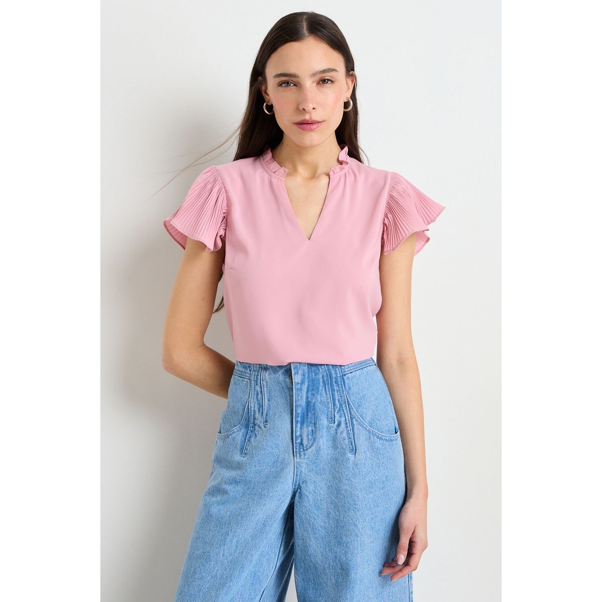 IO - Blusa Manga Corta Rosada Mujer iO