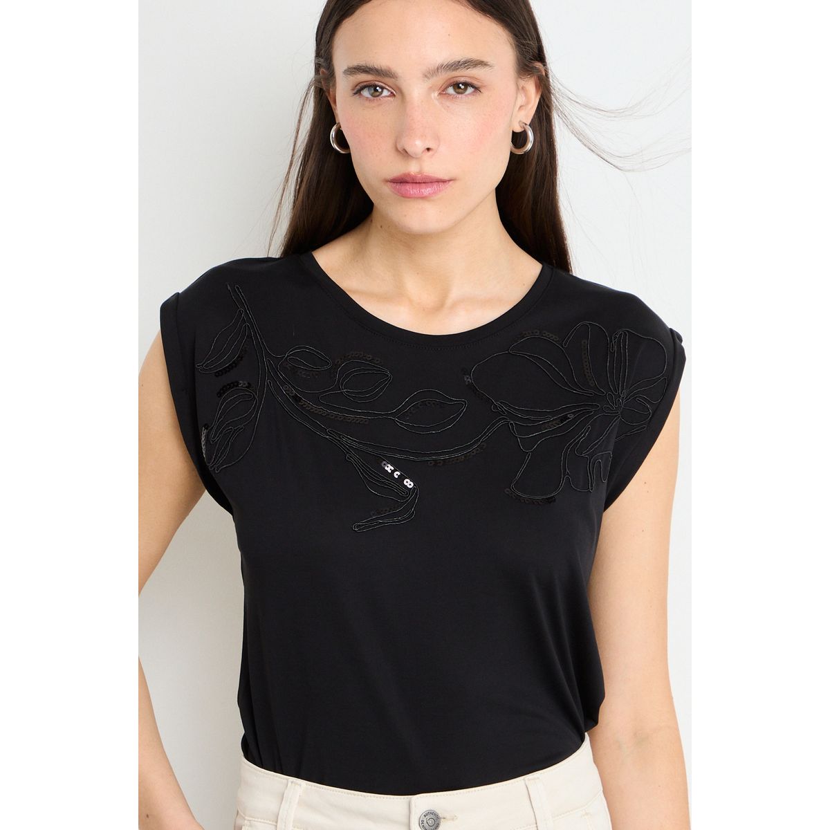 IO - Polera Manga Corta Mujer Negro iO